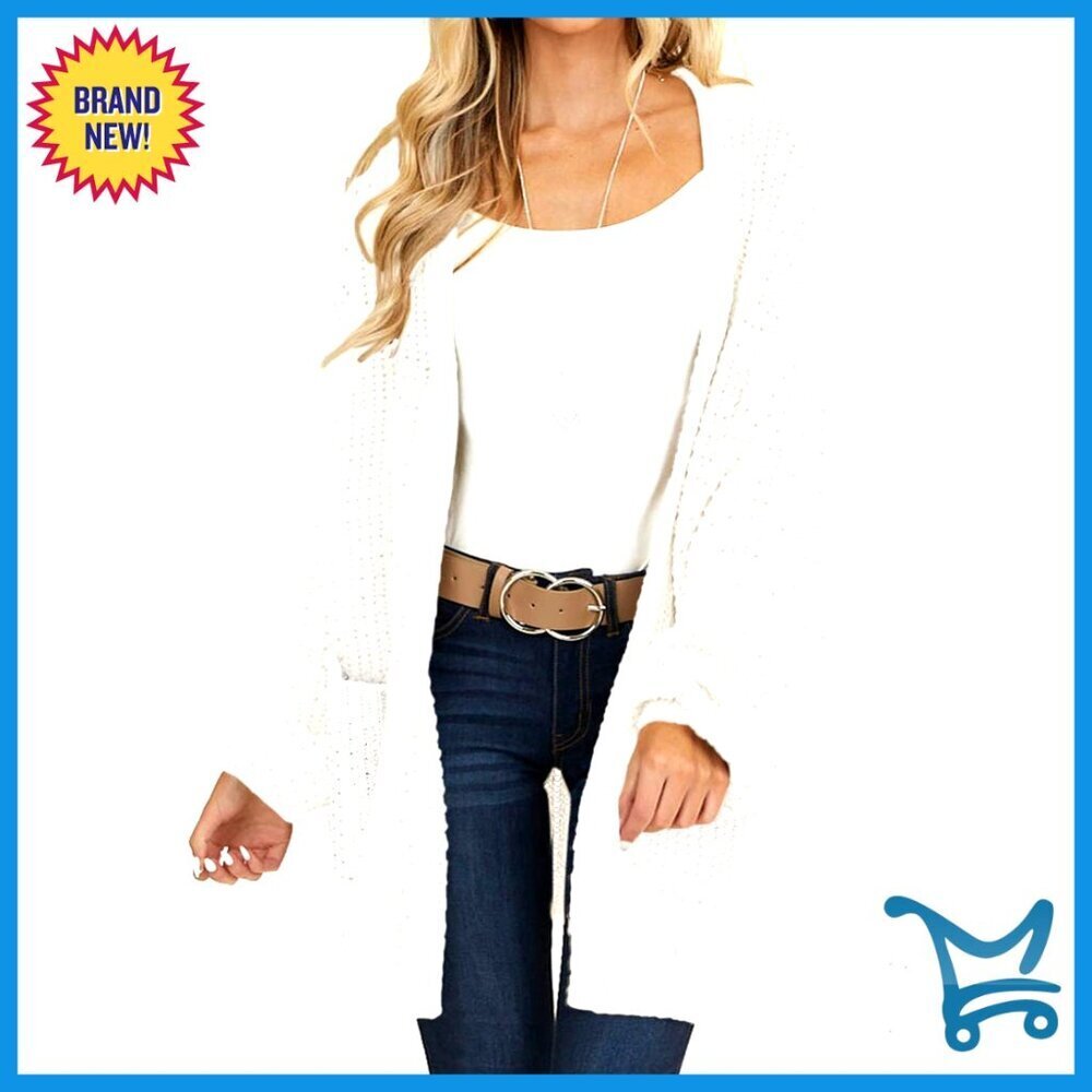 Oversized Chunky Knit Cardigan Open Front Lantern Sleeve Fall Sweater